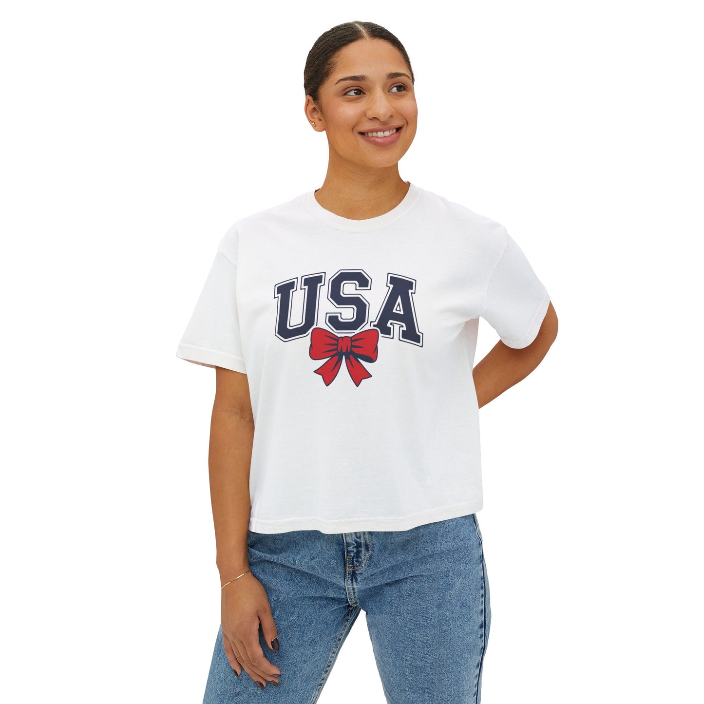 Women's Patriotic Crop T-Shirt for 4th of July