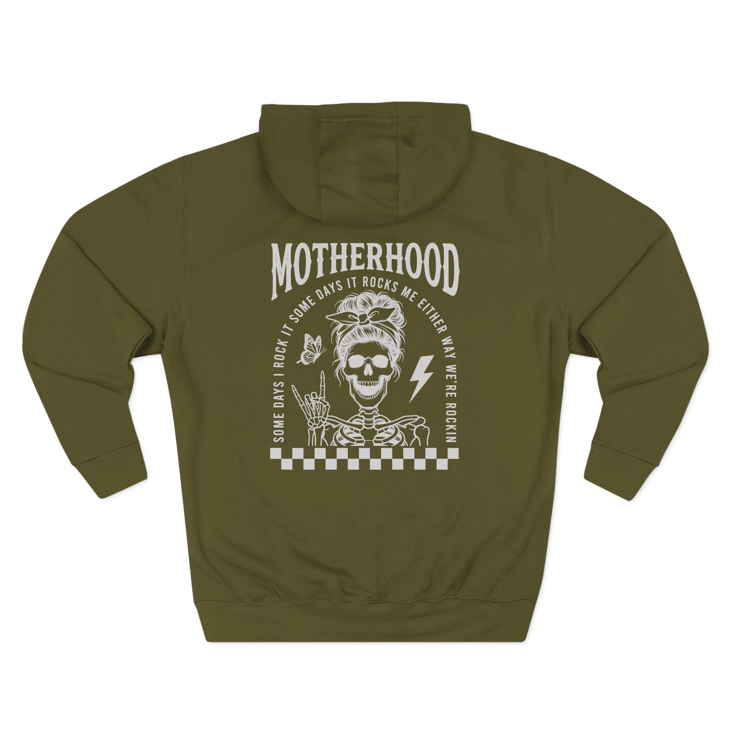 Motherhood Skeleton Graphic Hoodie — Rock Mom Fleece Pullover