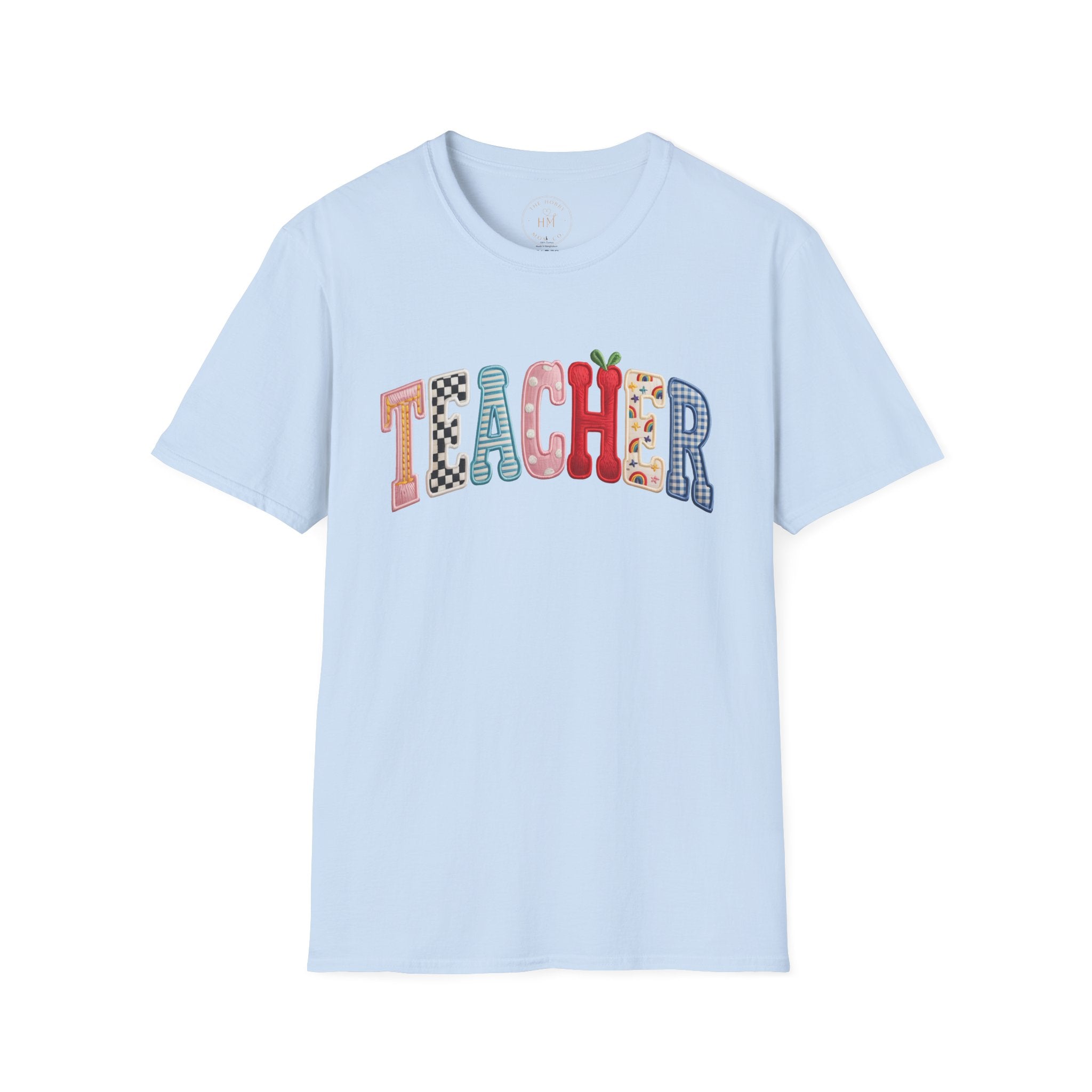 Teacher Colorful Patchwork Letters T-Shirt — Back to School Gift