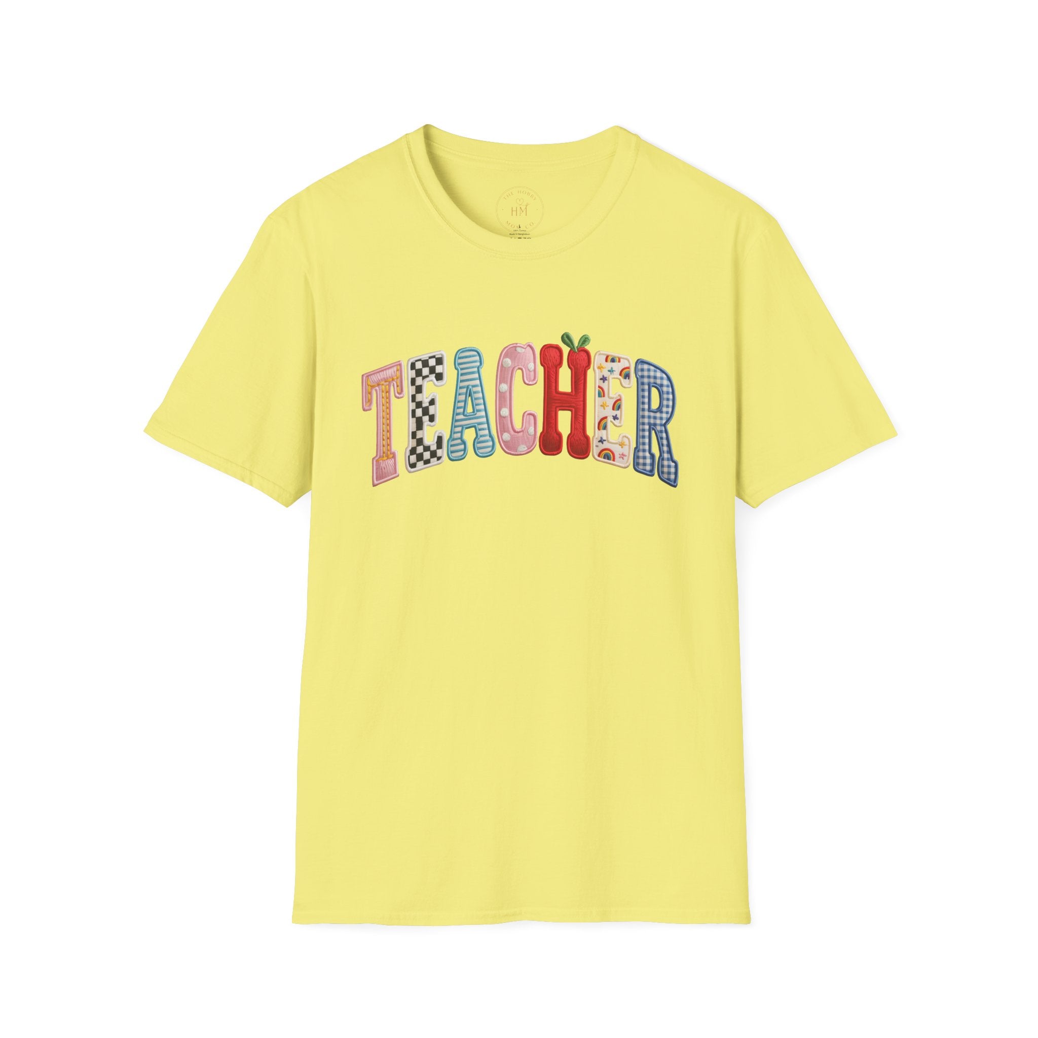Teacher Colorful Patchwork Letters T-Shirt — Back to School Gift
