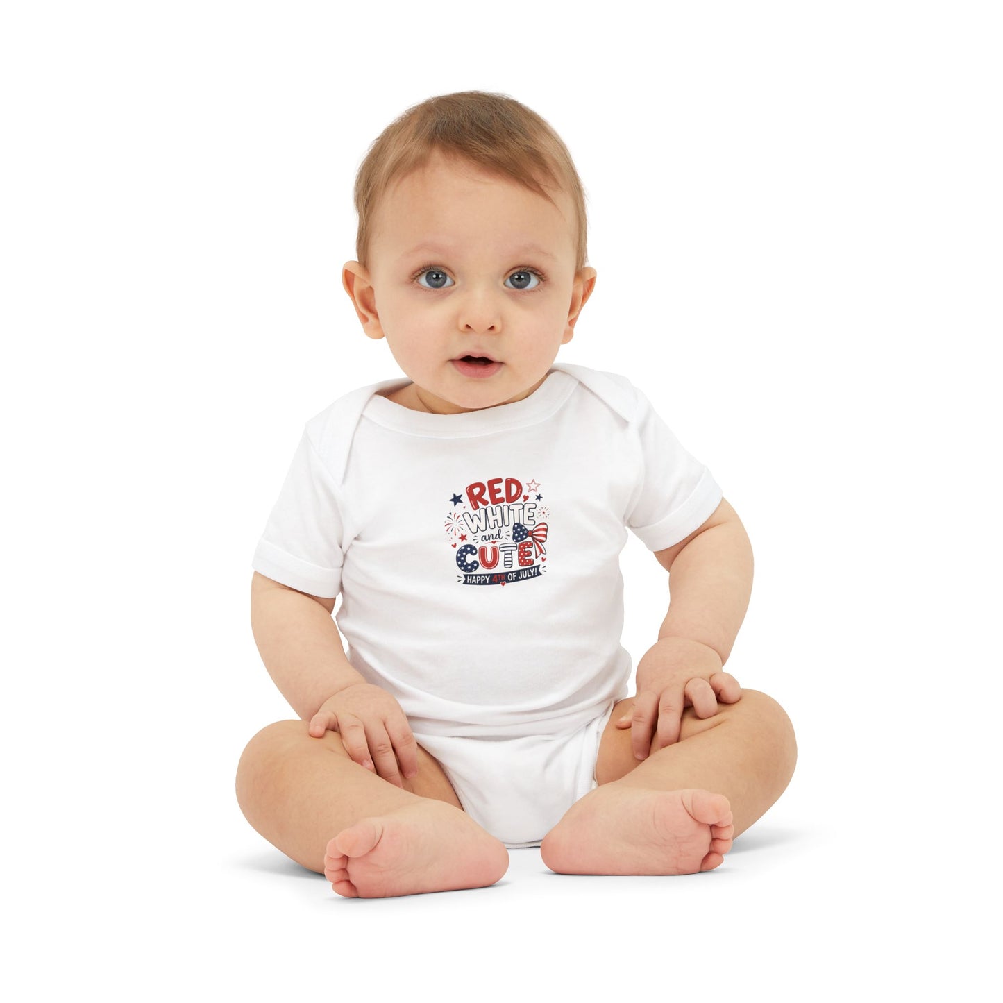 Red White and Cute 4th of July Baby Onesie