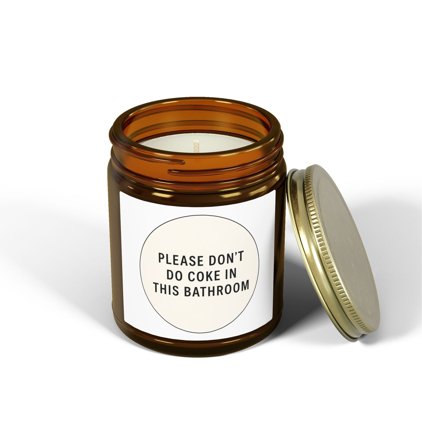Scented Candle (4oz & 9oz) — 'Please Don't Do Coke in This Bathroom' Novelty Jar Candle
