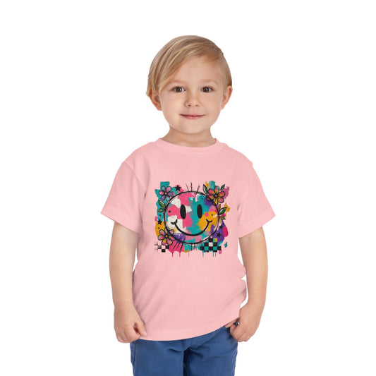 Toddler Tee — Colorful Graffiti Smile Flower Graphic
