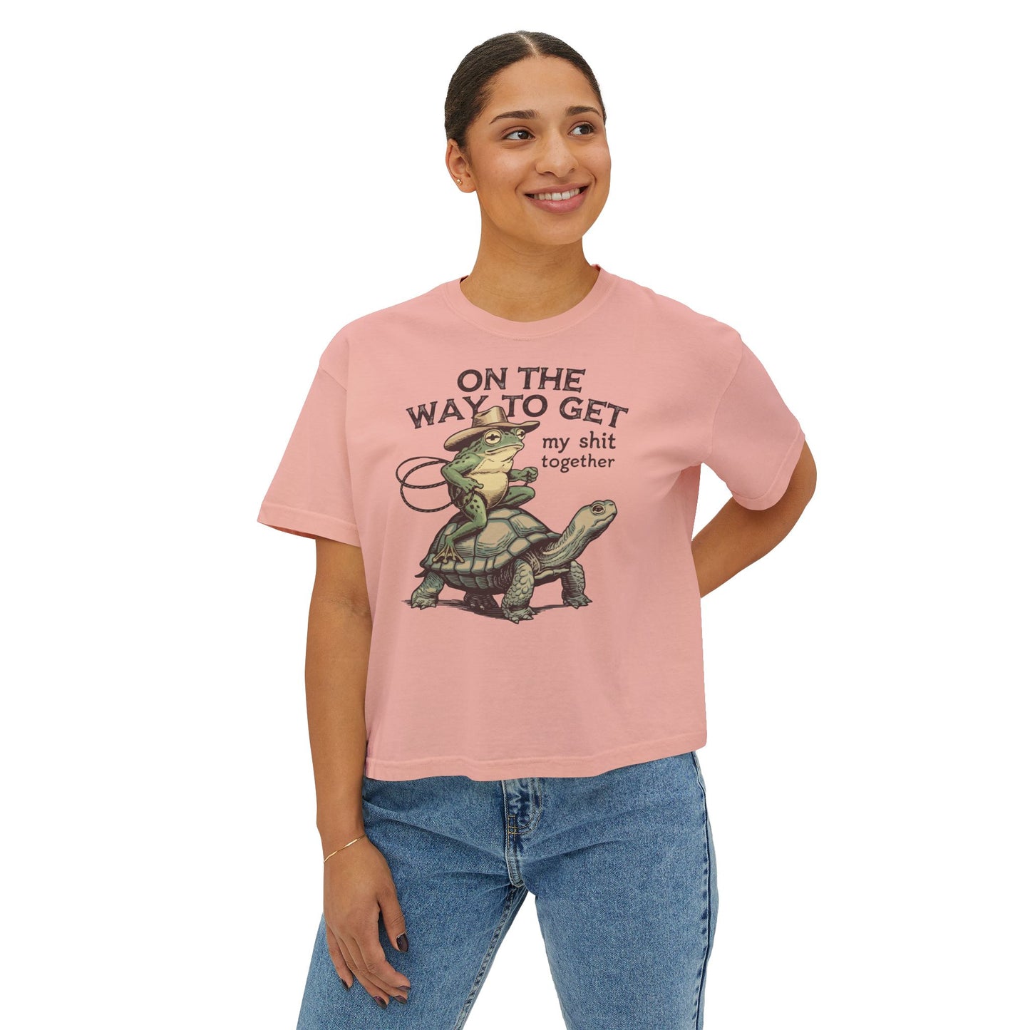 Women's Funny Boxy Tee | "On the Way to Get My Sh*t Together" Turtle Graphic
