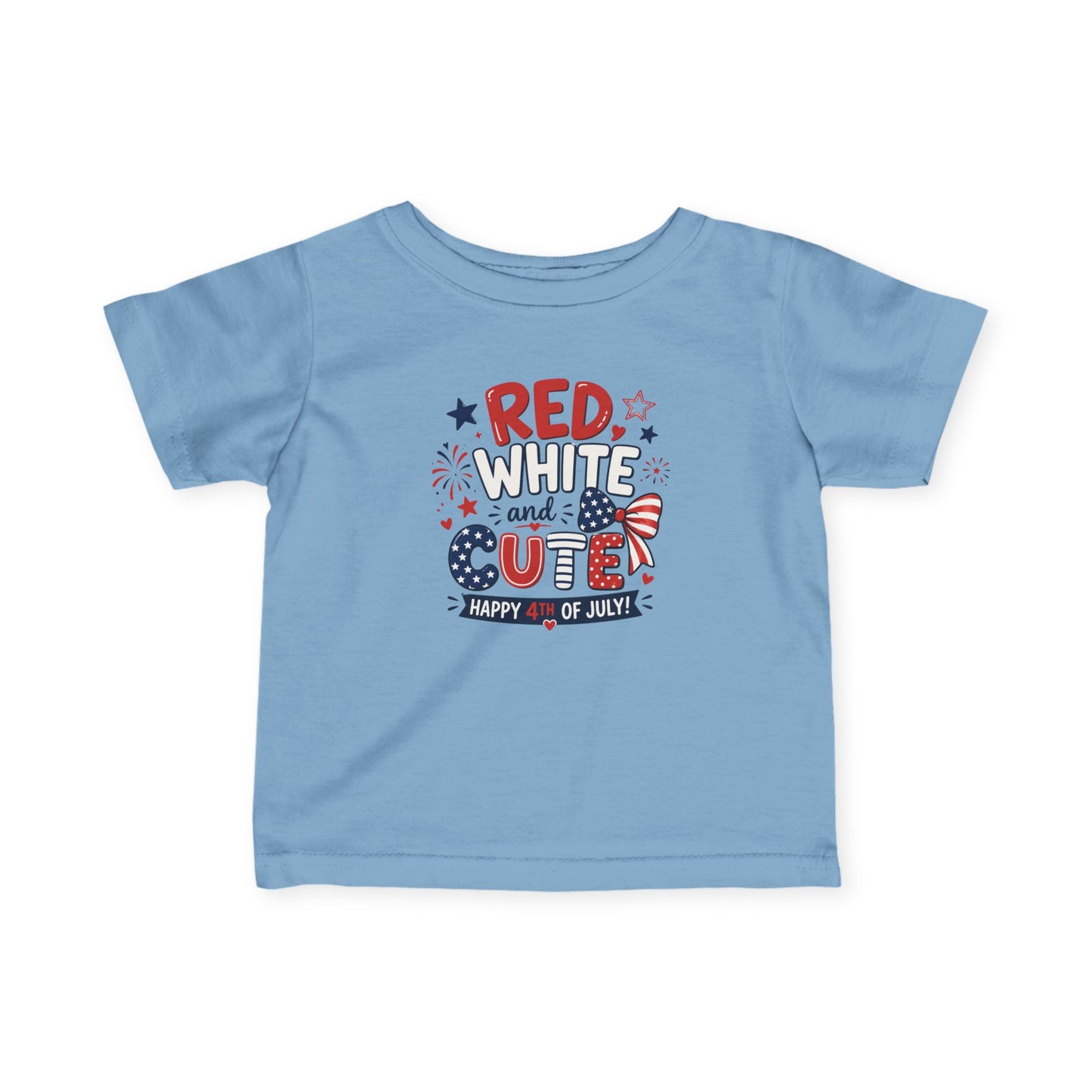 Red White and Cute 4th Of July Baby and Toddler Graphic T-Shirt