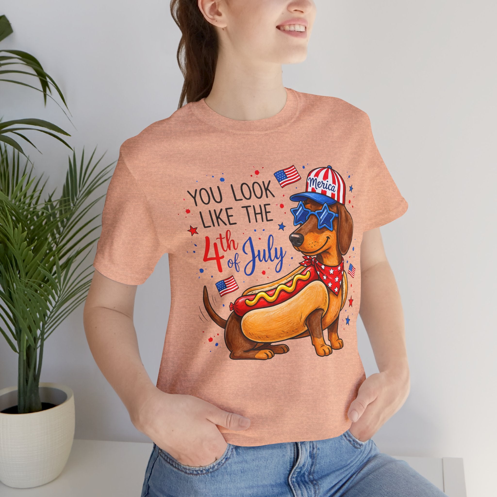 You Look Like the 4th of July' Patriotic Hot Dog graphic Tee