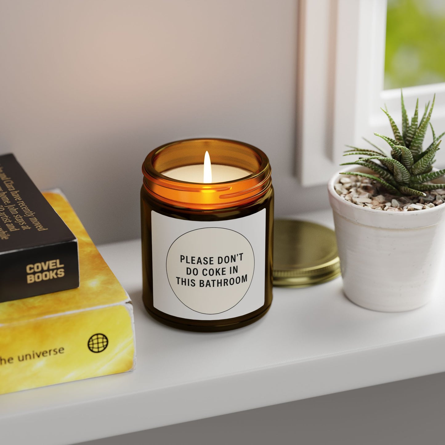 Scented Candle (4oz & 9oz) — 'Please Don't Do Coke in This Bathroom' Novelty Jar Candle