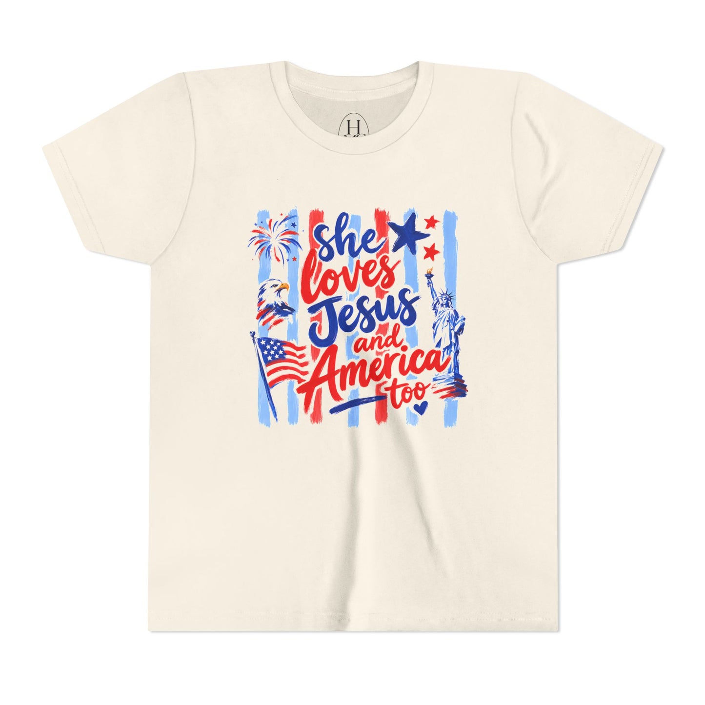 "She Loves Jesus and America Too"  Kids Graphic T‑Shirt