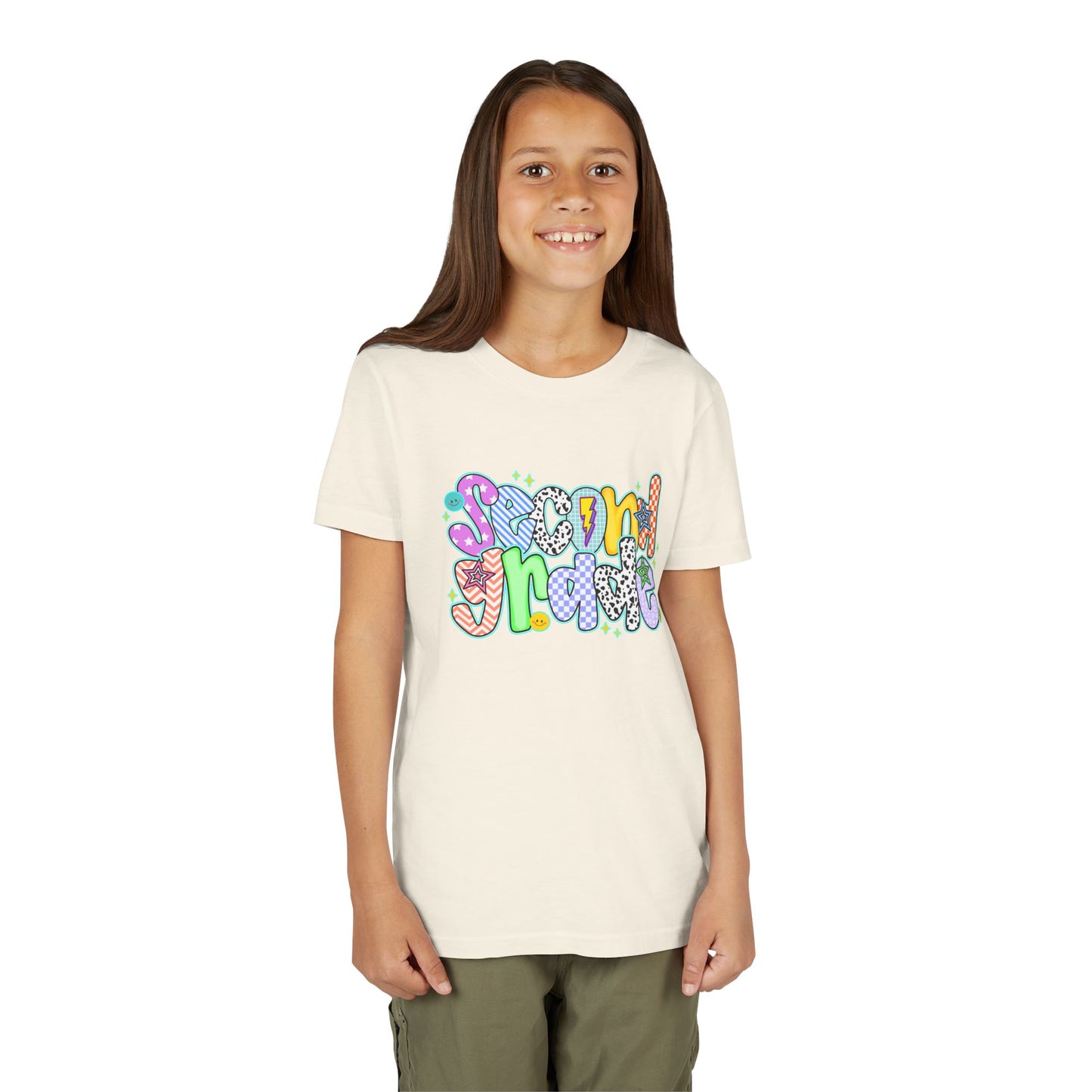 2nd Grade Back To School Doodle Font Youth Tee