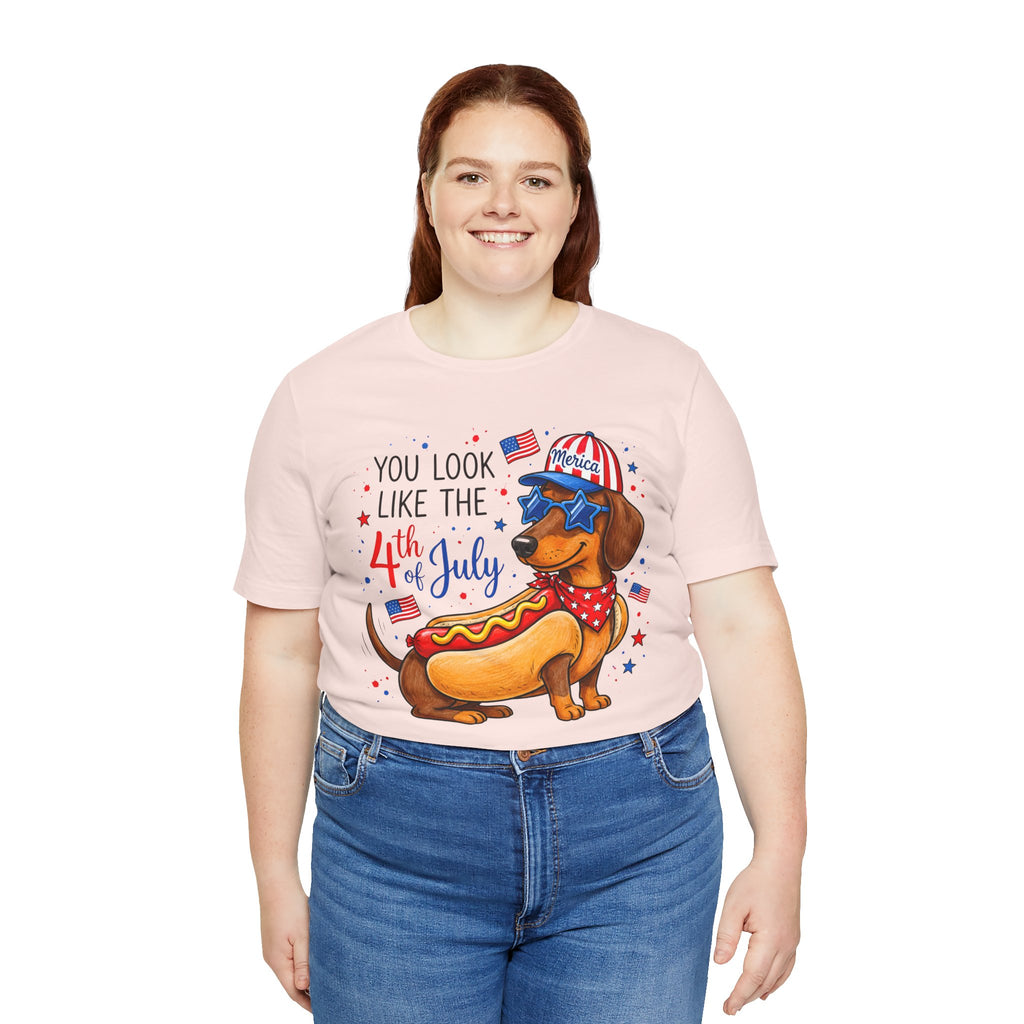 You Look Like the 4th of July' Patriotic Hot Dog graphic Tee