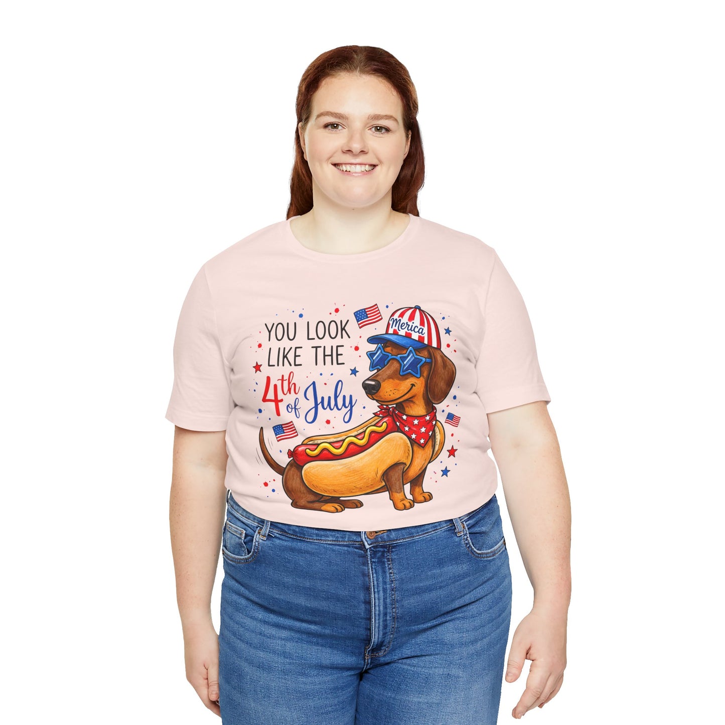 You Look Like the 4th of July' Patriotic Hot Dog graphic Tee
