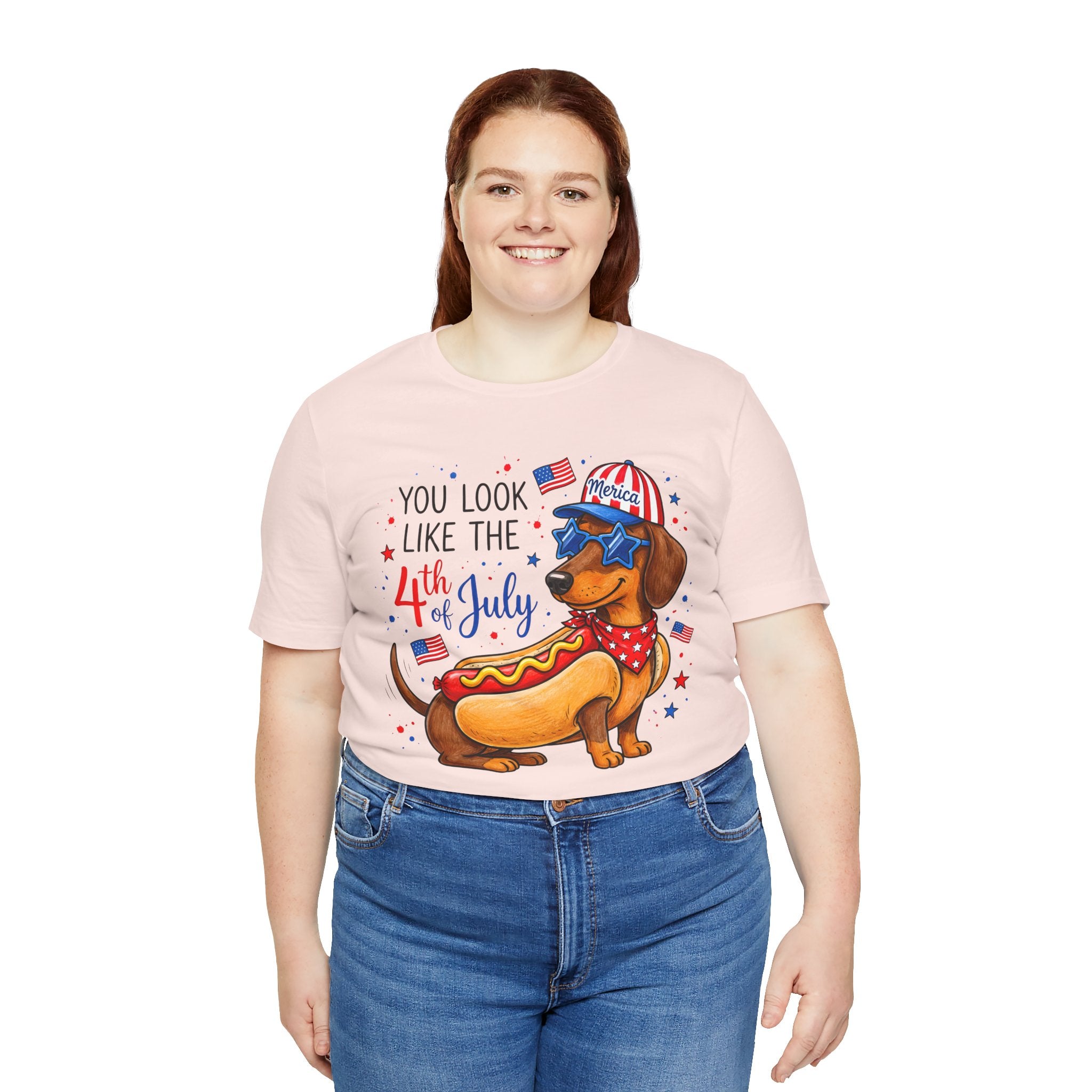 You Look Like the 4th of July' Patriotic Hot Dog graphic Tee