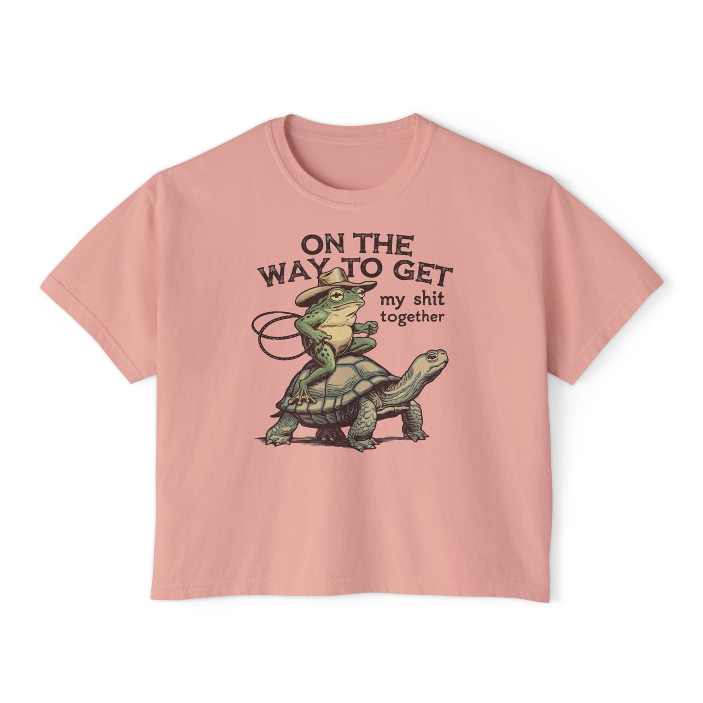Women's Funny Boxy Tee | "On the Way to Get My Sh*t Together" Turtle Graphic