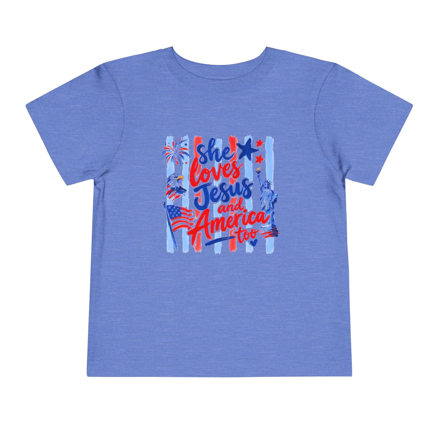"She Loves Jesus and America Too" Toddler Graphic Tee