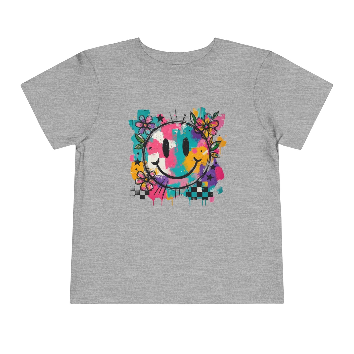 Toddler Tee — Colorful Graffiti Smile Flower Graphic