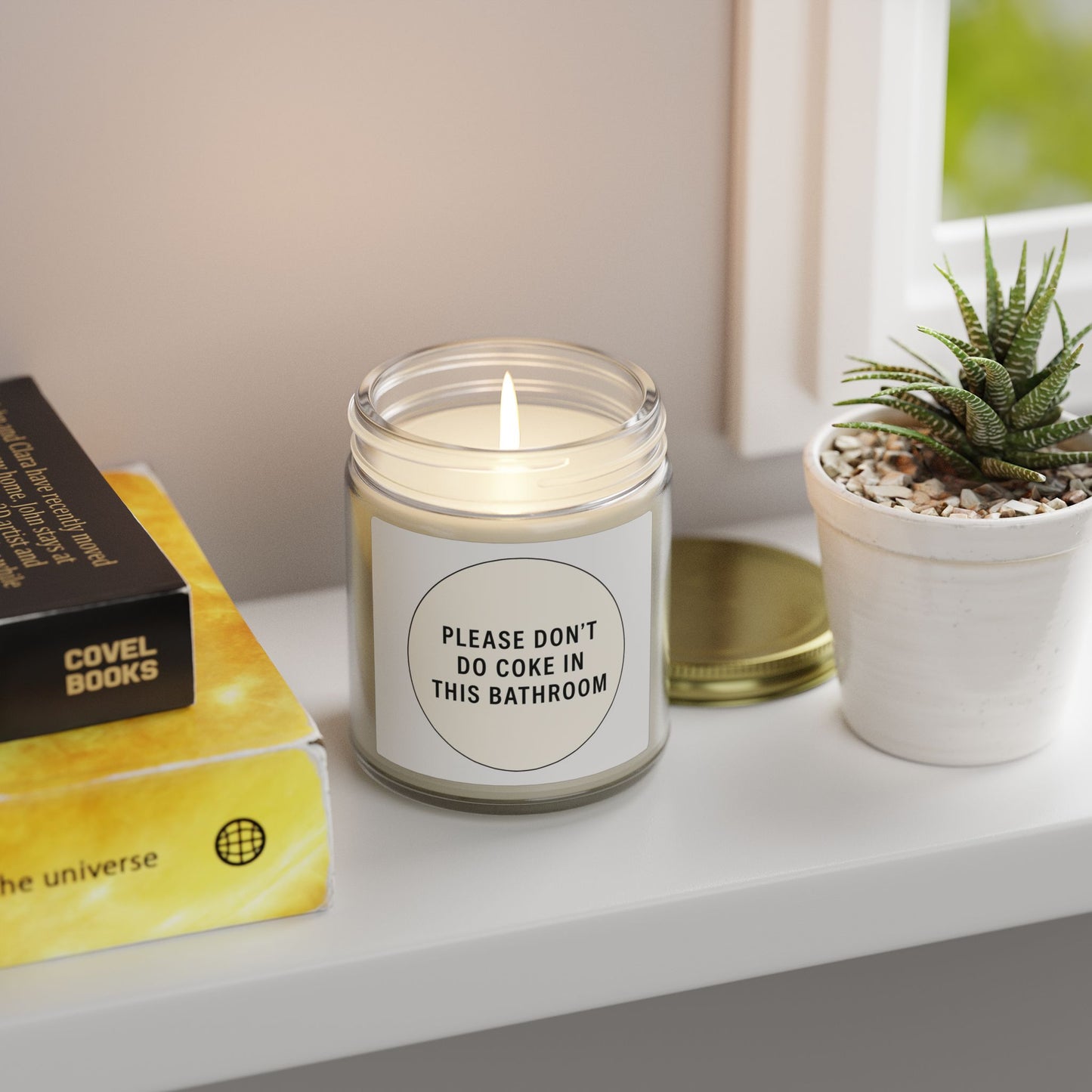 Scented Candle (4oz & 9oz) — 'Please Don't Do Coke in This Bathroom' Novelty Jar Candle