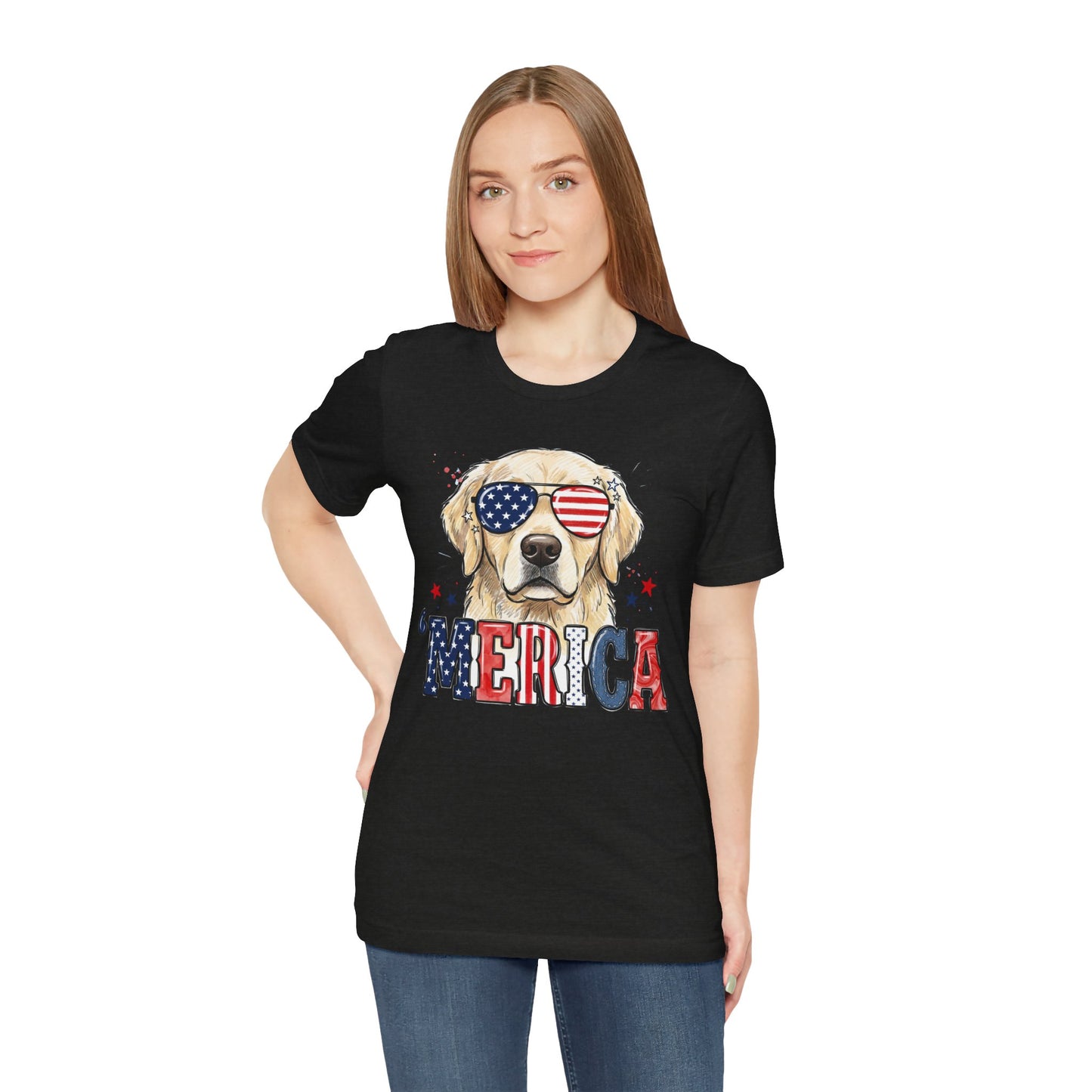 'MERICA Golden Retriever Graphic T-Shirt