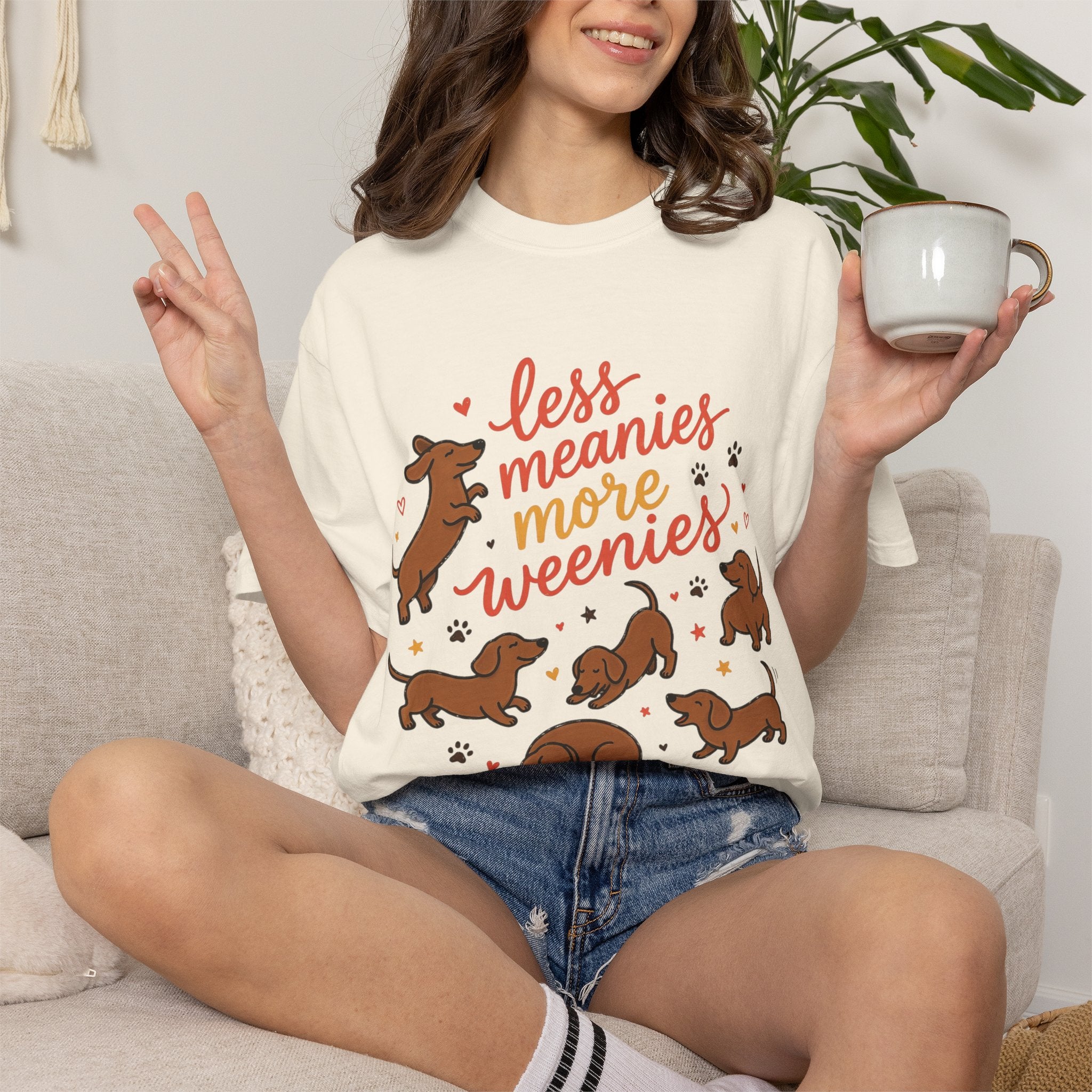 Less Meanies More Weenies Dachshund Graphic T-Shirt