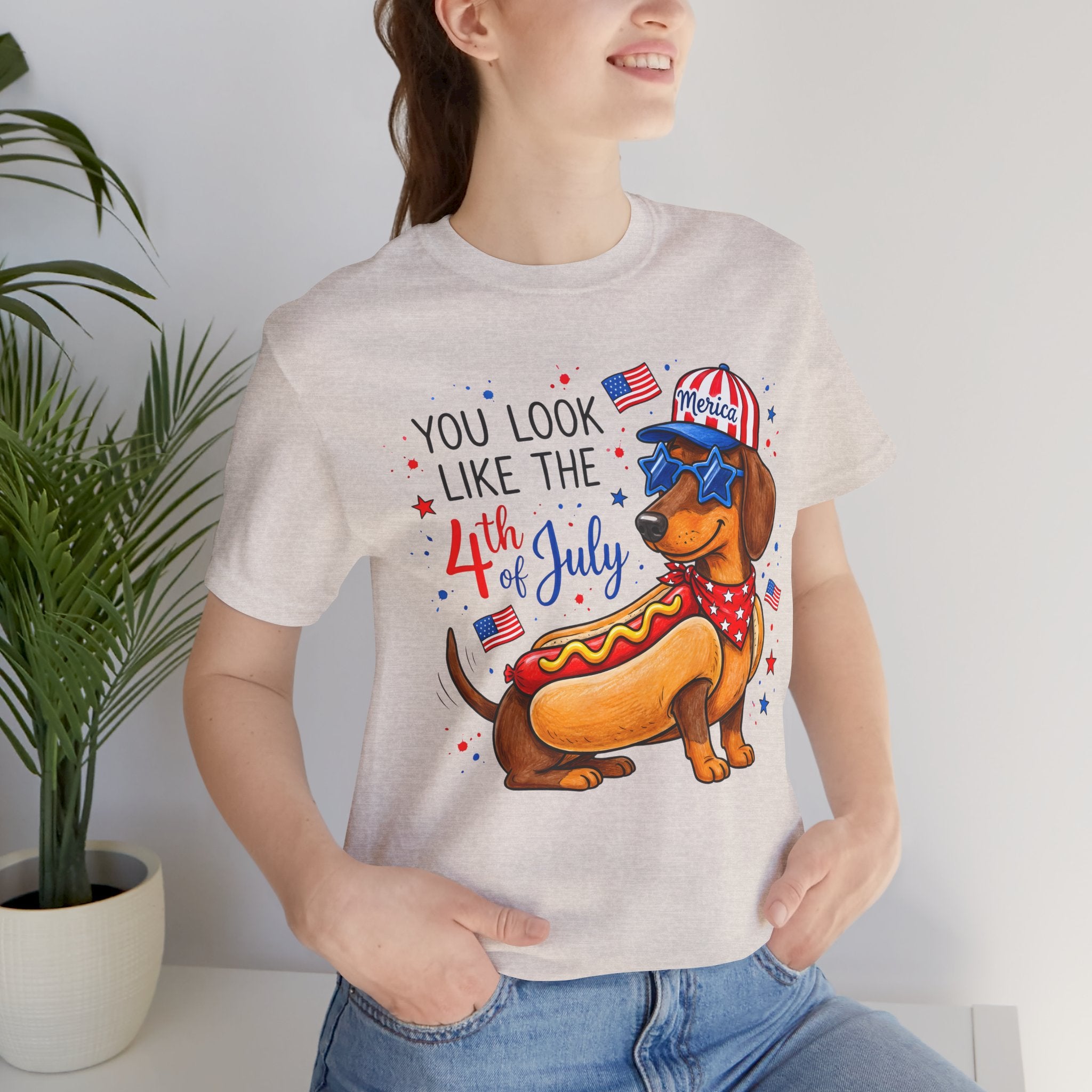 You Look Like the 4th of July' Patriotic Hot Dog graphic Tee