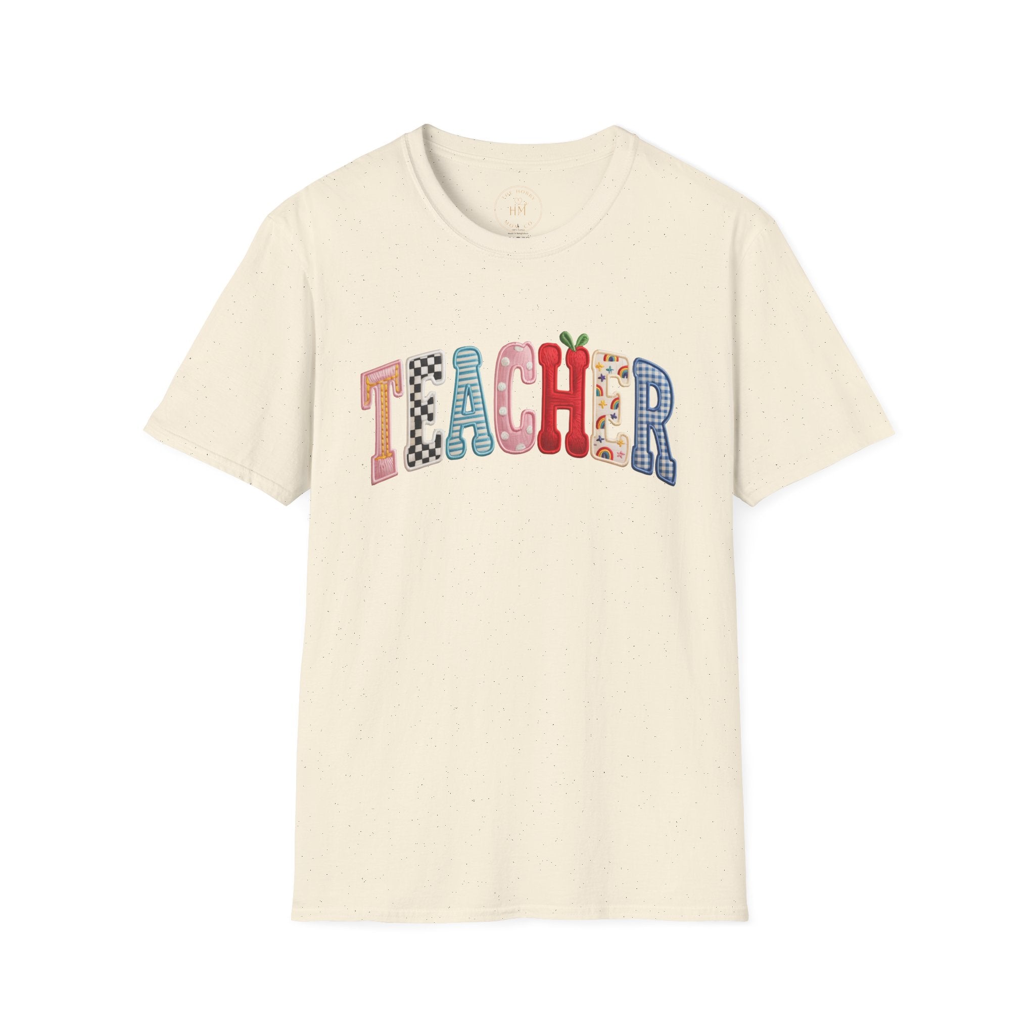 Teacher Colorful Patchwork Letters T-Shirt — Back to School Gift
