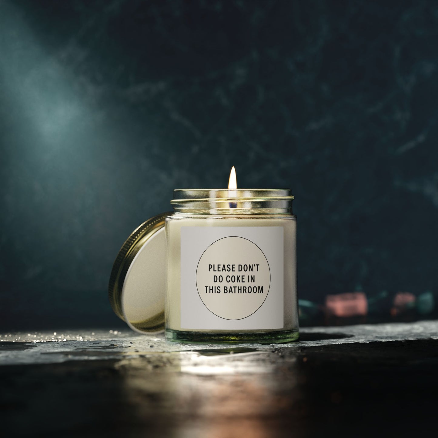 Scented Candle (4oz & 9oz) — 'Please Don't Do Coke in This Bathroom' Novelty Jar Candle