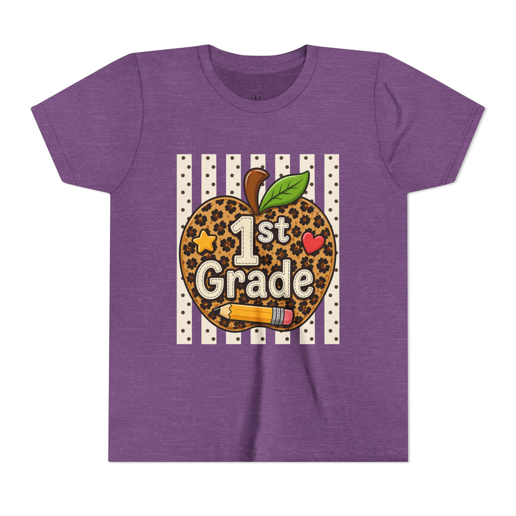 1st Grade Leopard Apple Youth T‑Shirt