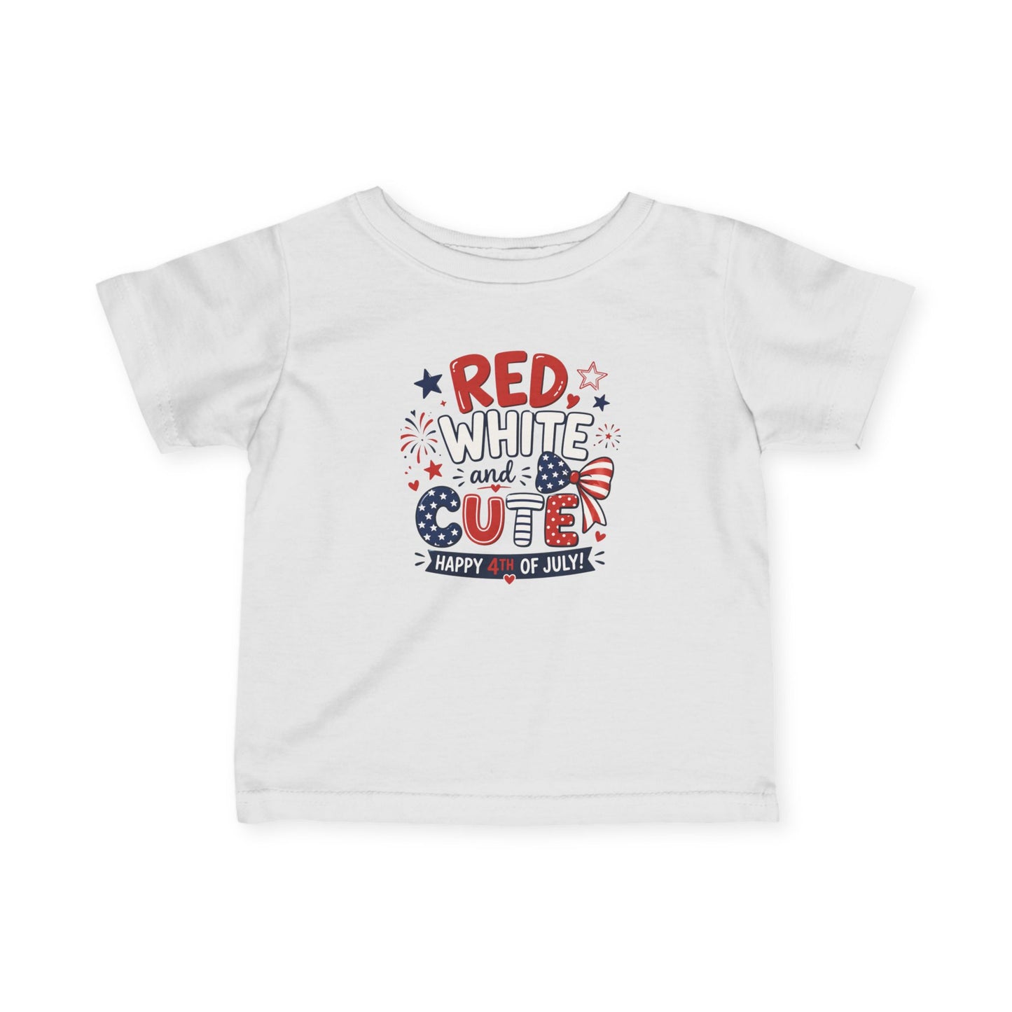 Red White and Cute 4th Of July Baby and Toddler Graphic T-Shirt