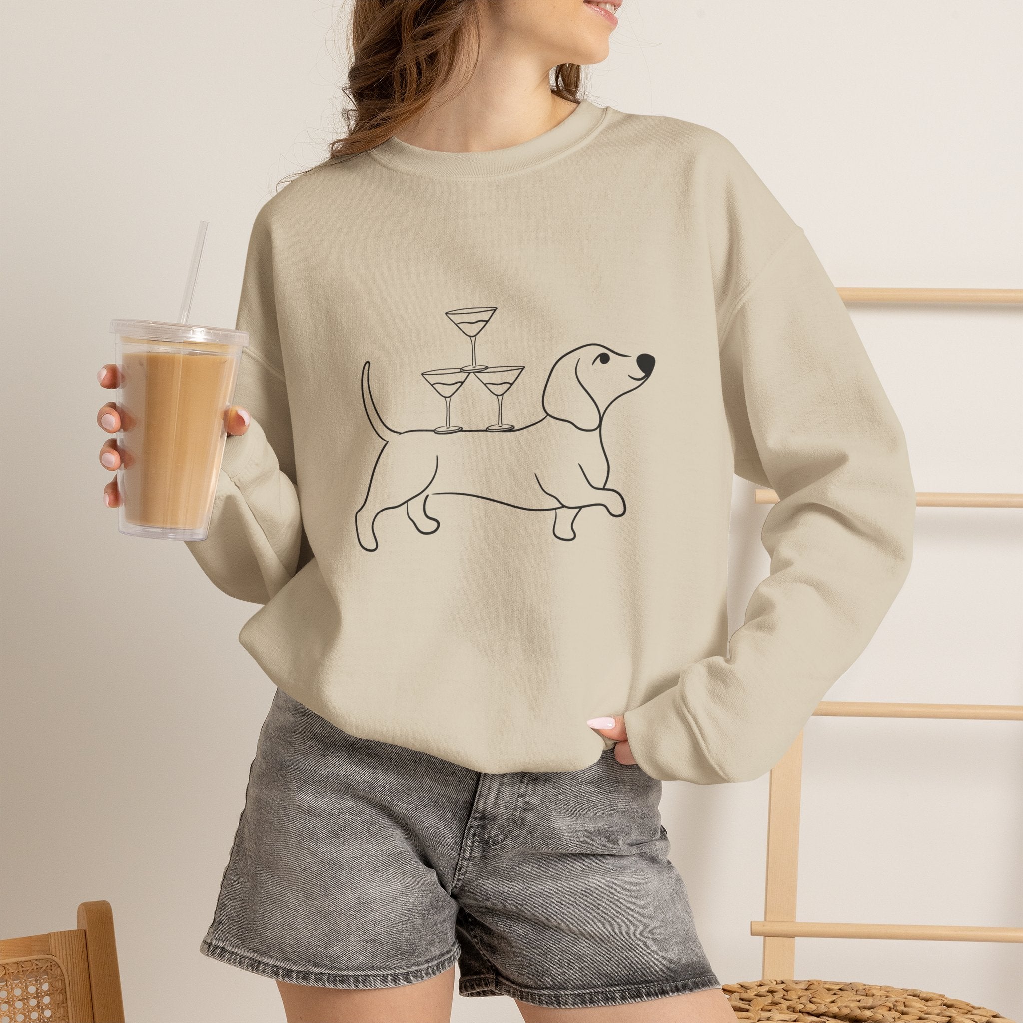 Dachshund Cocktail Crewneck Sweatshirt