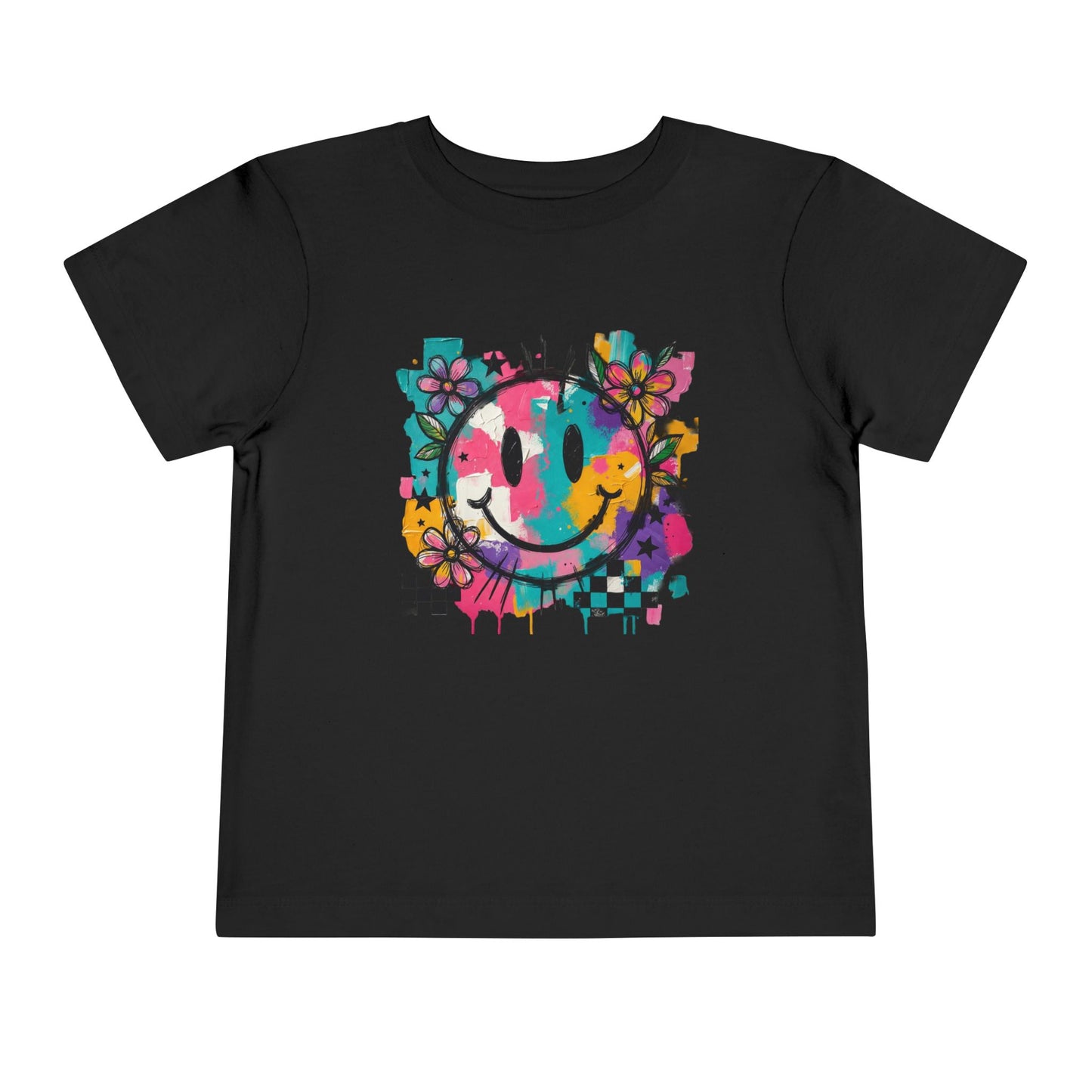 Toddler Tee — Colorful Graffiti Smile Flower Graphic