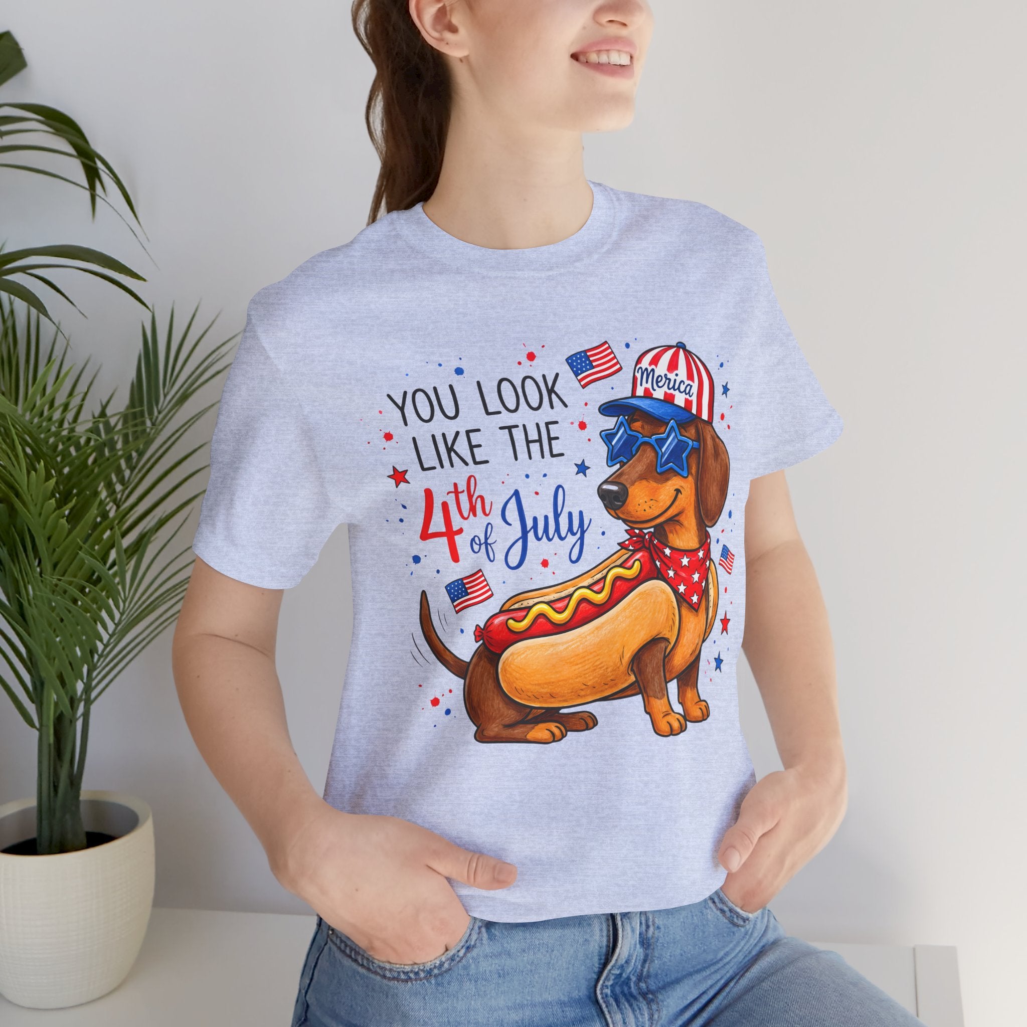 You Look Like the 4th of July' Patriotic Hot Dog graphic Tee
