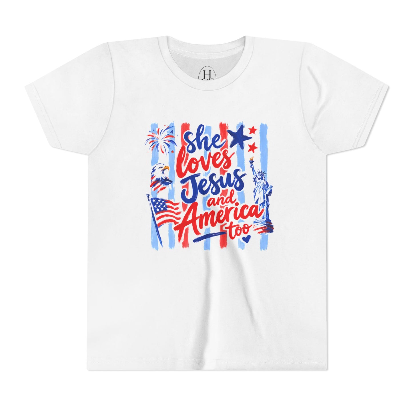 "She Loves Jesus and America Too"  Kids Graphic T‑Shirt