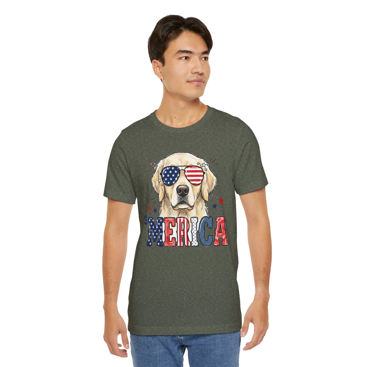 'MERICA Golden Retriever Graphic T-Shirt