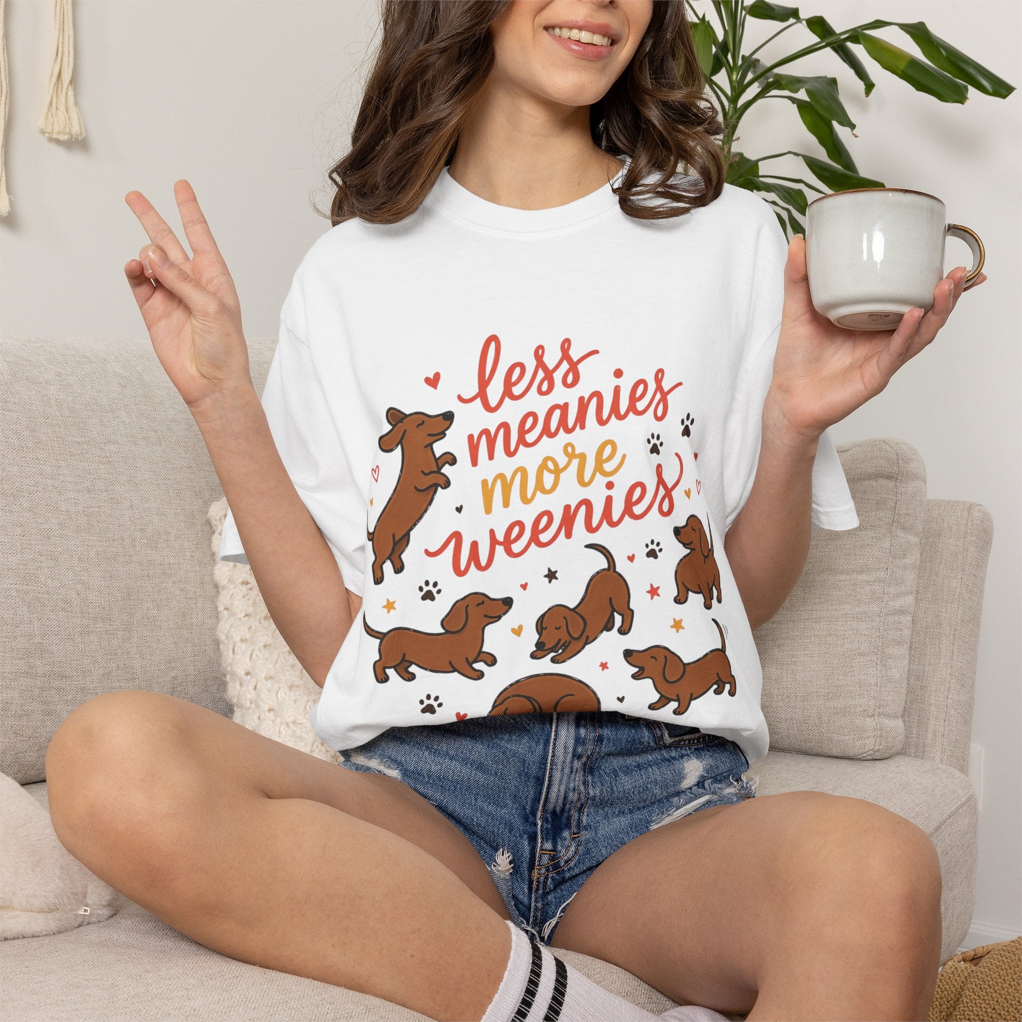 Less Meanies More Weenies Dachshund Graphic T-Shirt