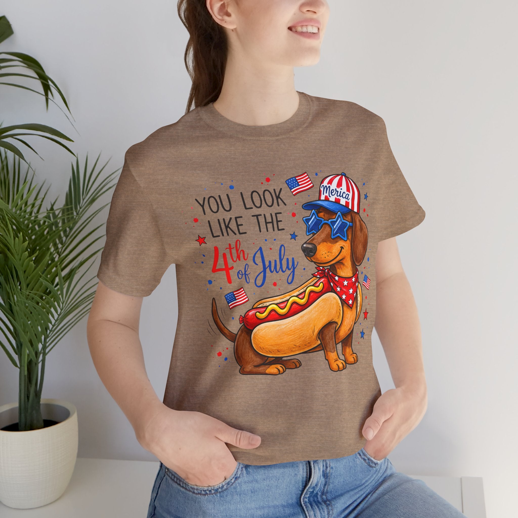 You Look Like the 4th of July' Patriotic Hot Dog graphic Tee