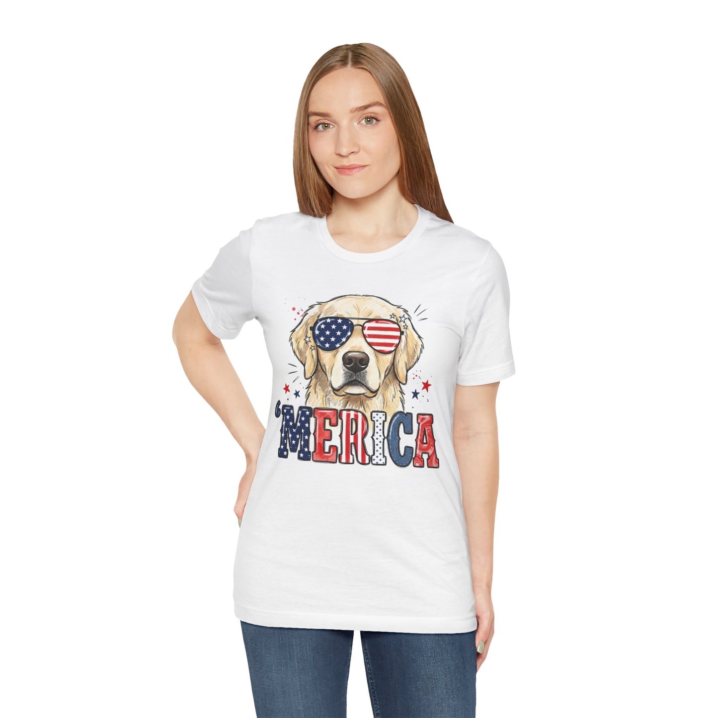 'MERICA Golden Retriever Graphic T-Shirt