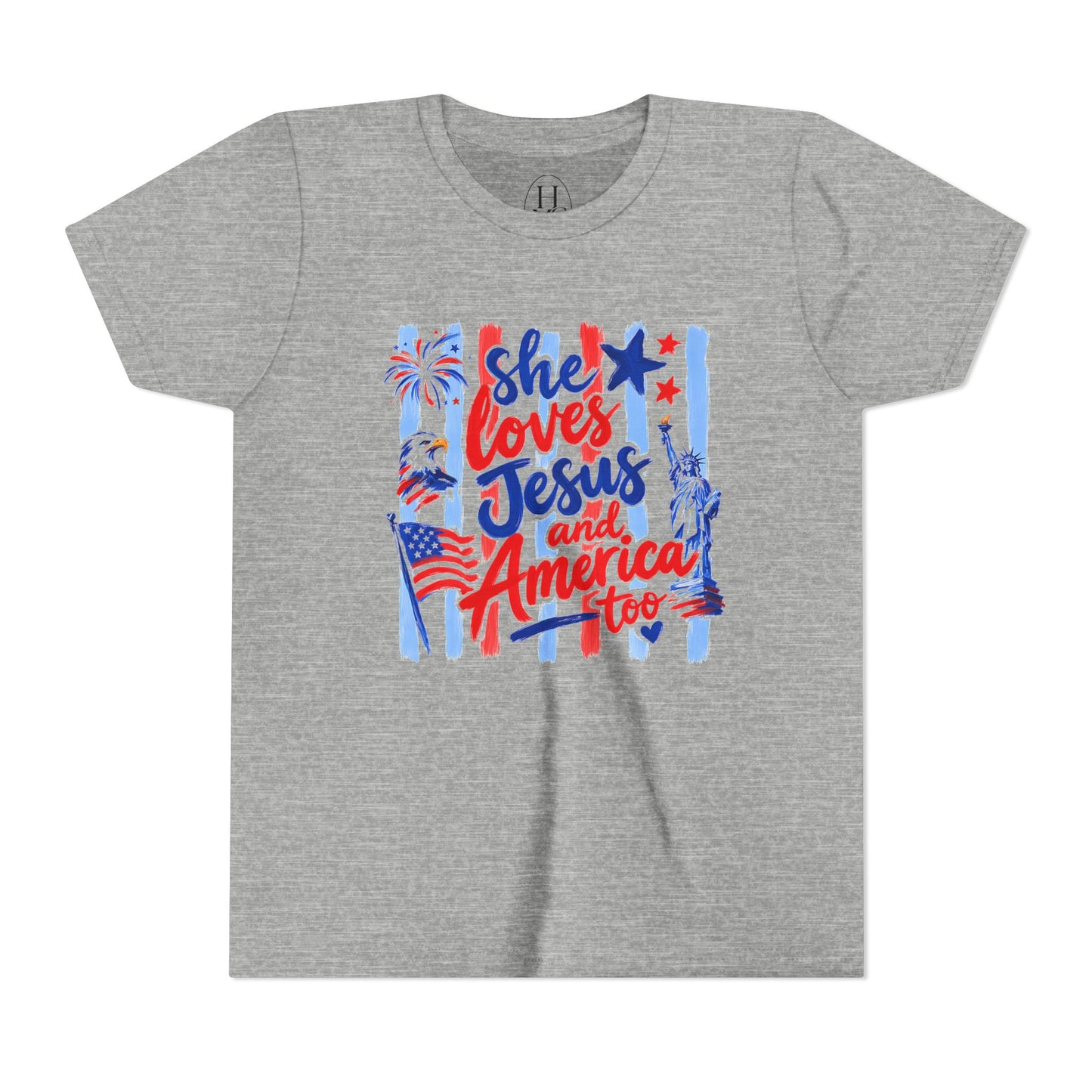 "She Loves Jesus and America Too"  Kids Graphic T‑Shirt