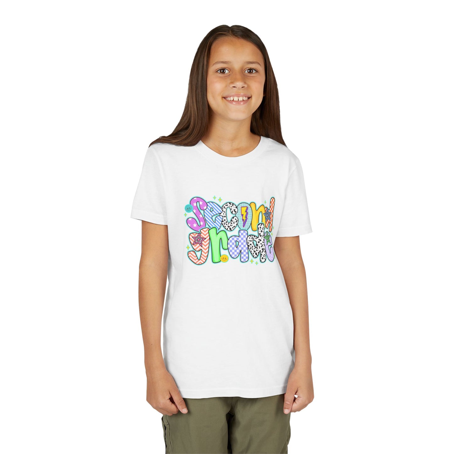 2nd Grade Back To School Doodle Font Youth Tee