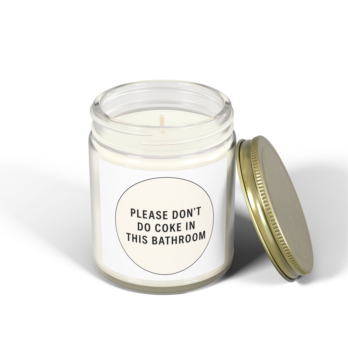 Scented Candle (4oz & 9oz) — 'Please Don't Do Coke in This Bathroom' Novelty Jar Candle