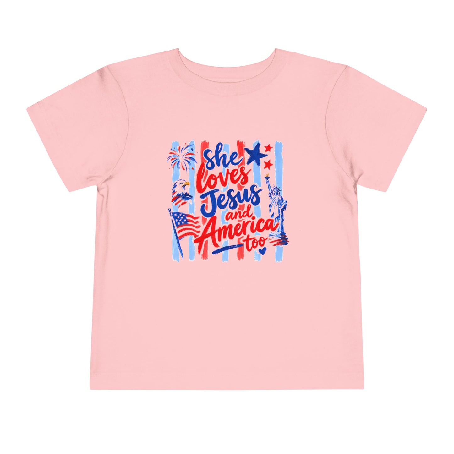 "She Loves Jesus and America Too" Toddler Graphic Tee
