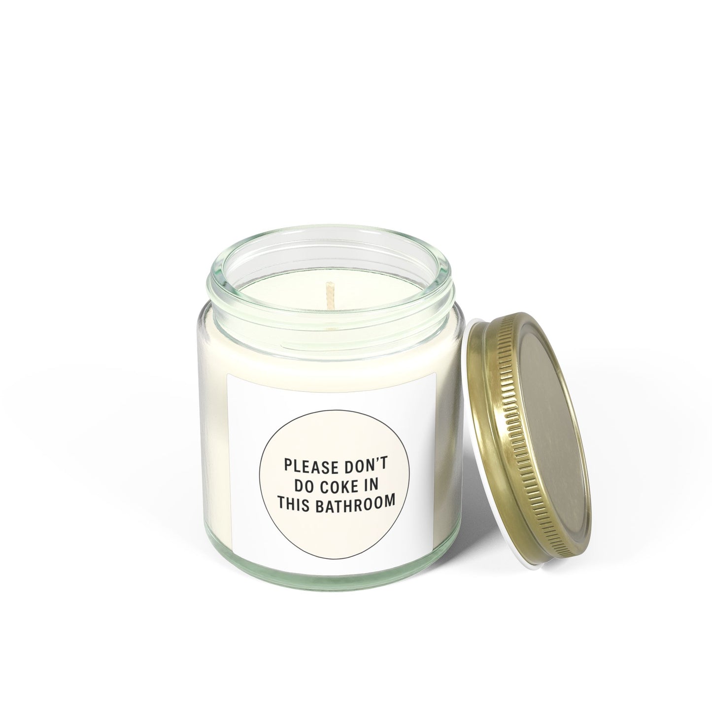 Scented Candle (4oz & 9oz) — 'Please Don't Do Coke in This Bathroom' Novelty Jar Candle