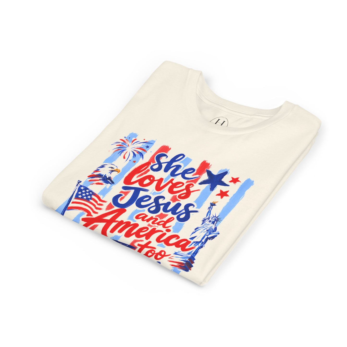 "She Loves Jesus and America Too"  Kids Graphic T‑Shirt