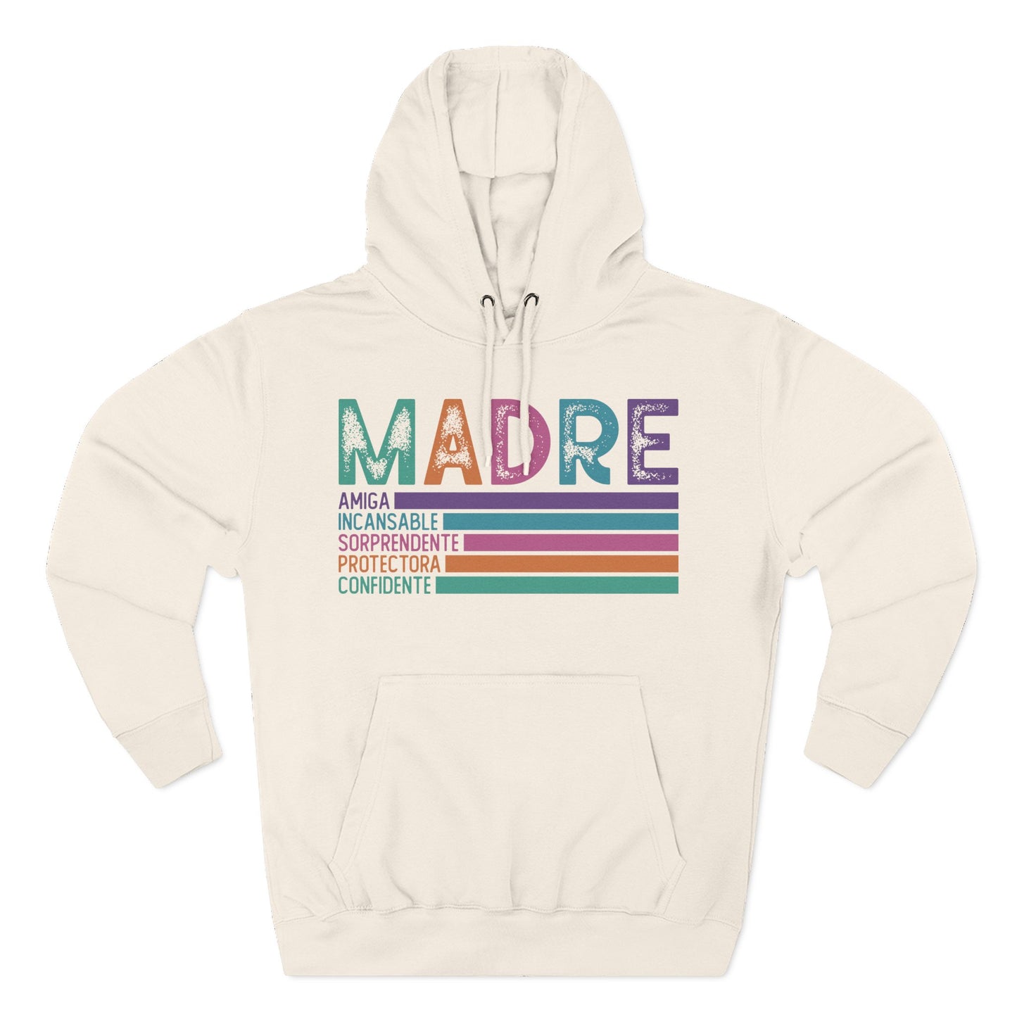 Madre Graphic Hoodie — Colorful Spanish Mother Tribute (Amiga, Protectora, Confidente)