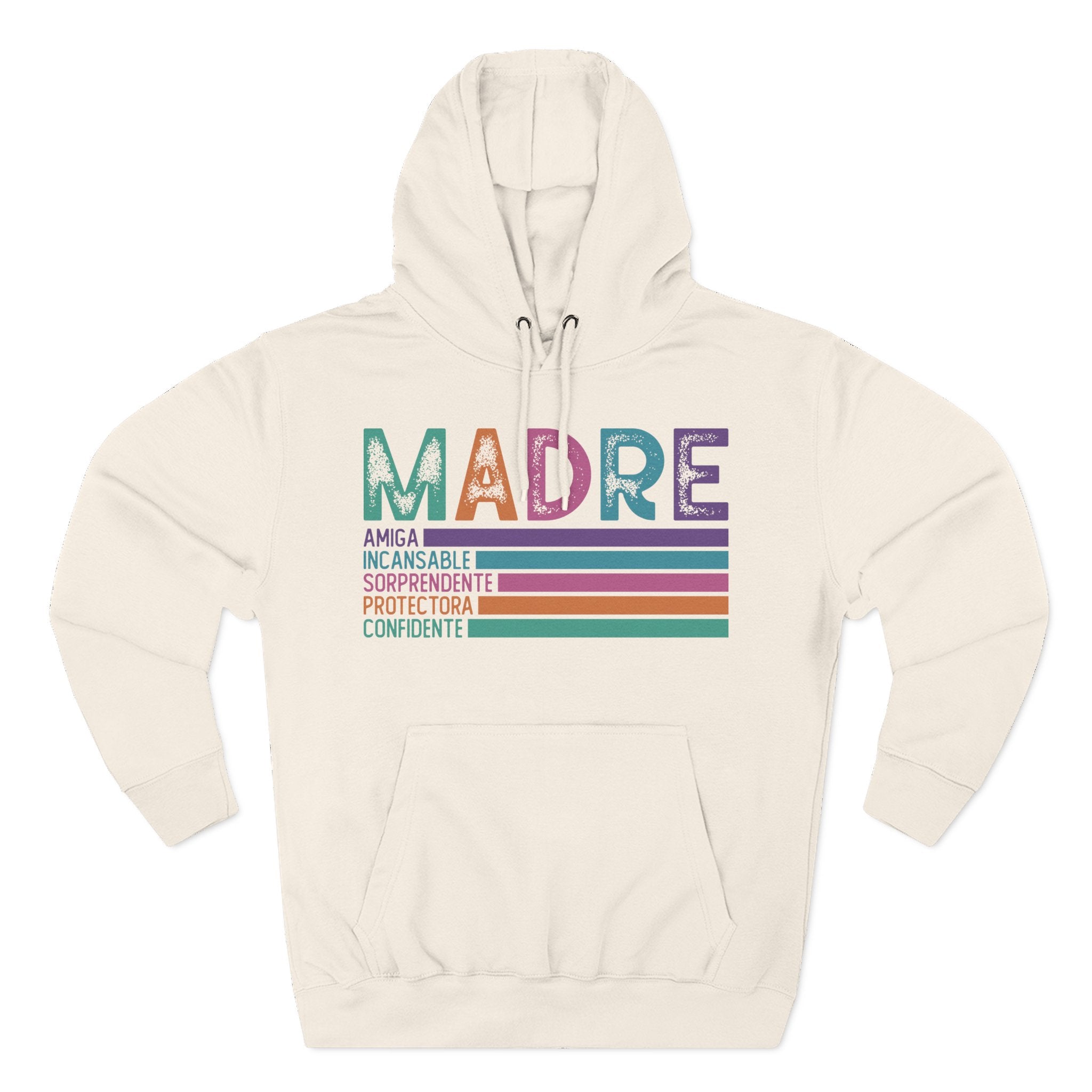 Madre Graphic Hoodie — Colorful Spanish Mother Tribute (Amiga, Protectora, Confidente)