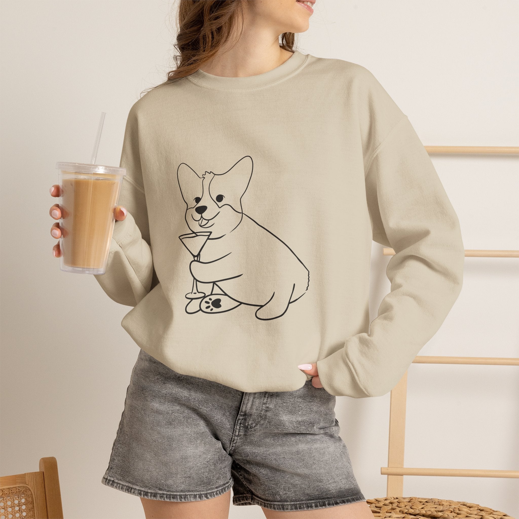 Corgi Cocktail Crewneck Sweatshirt