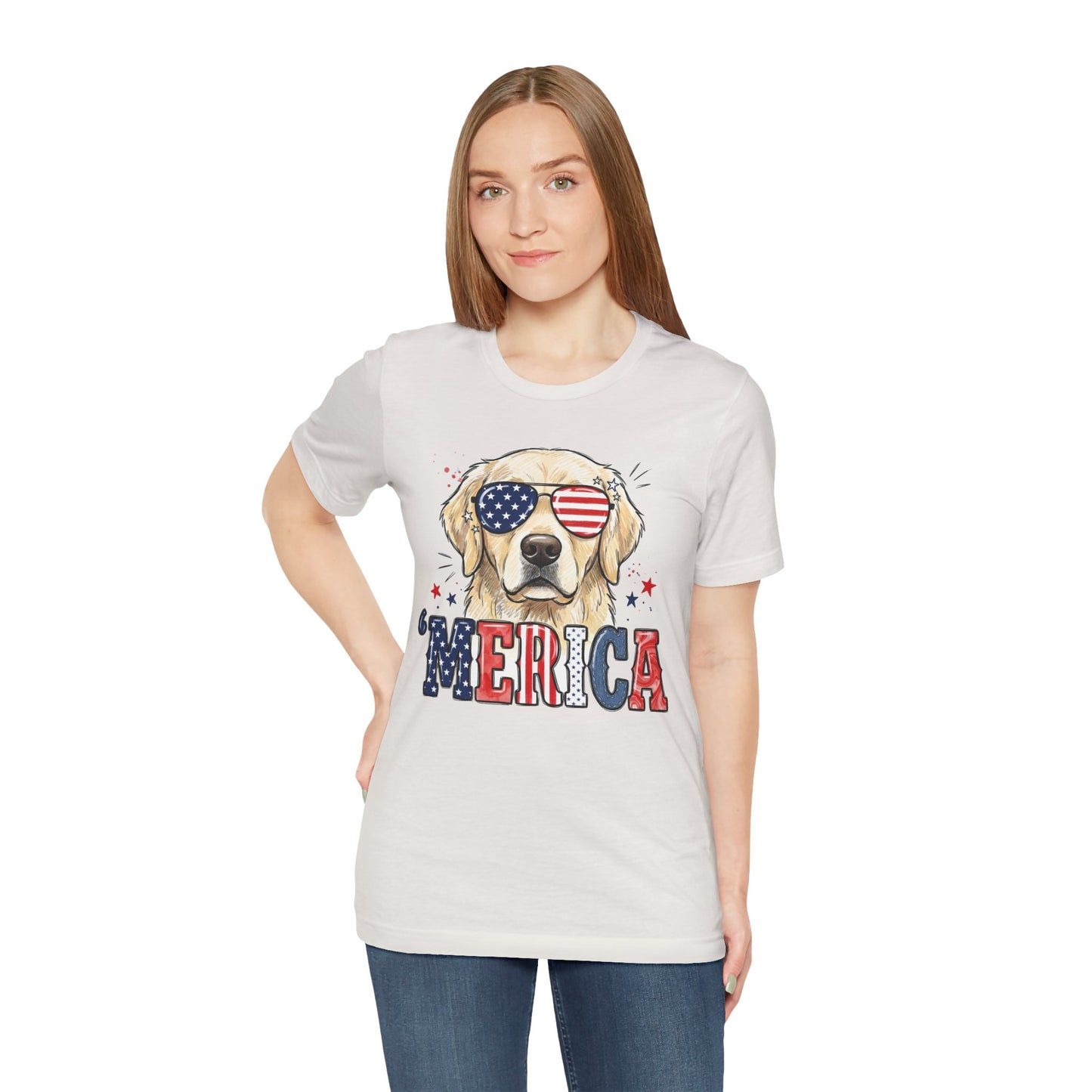 'MERICA Golden Retriever Graphic T-Shirt