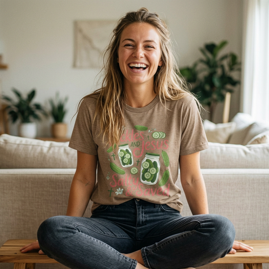 Pickles and Jesus Salty & Saved T-Shirt