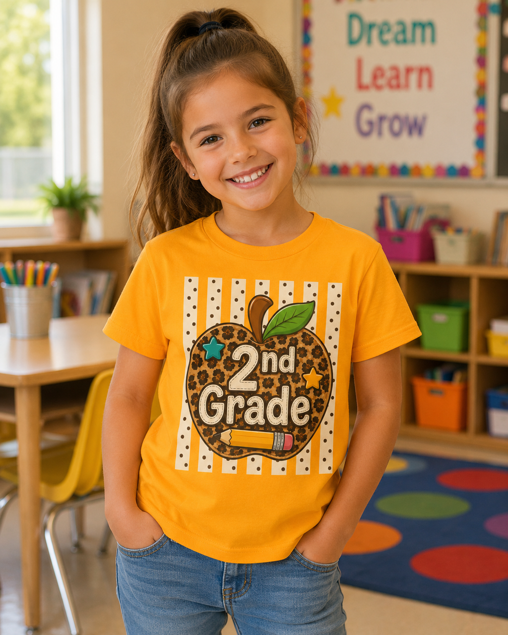 2nd Grade Leopard Apple Youth T-Shirt