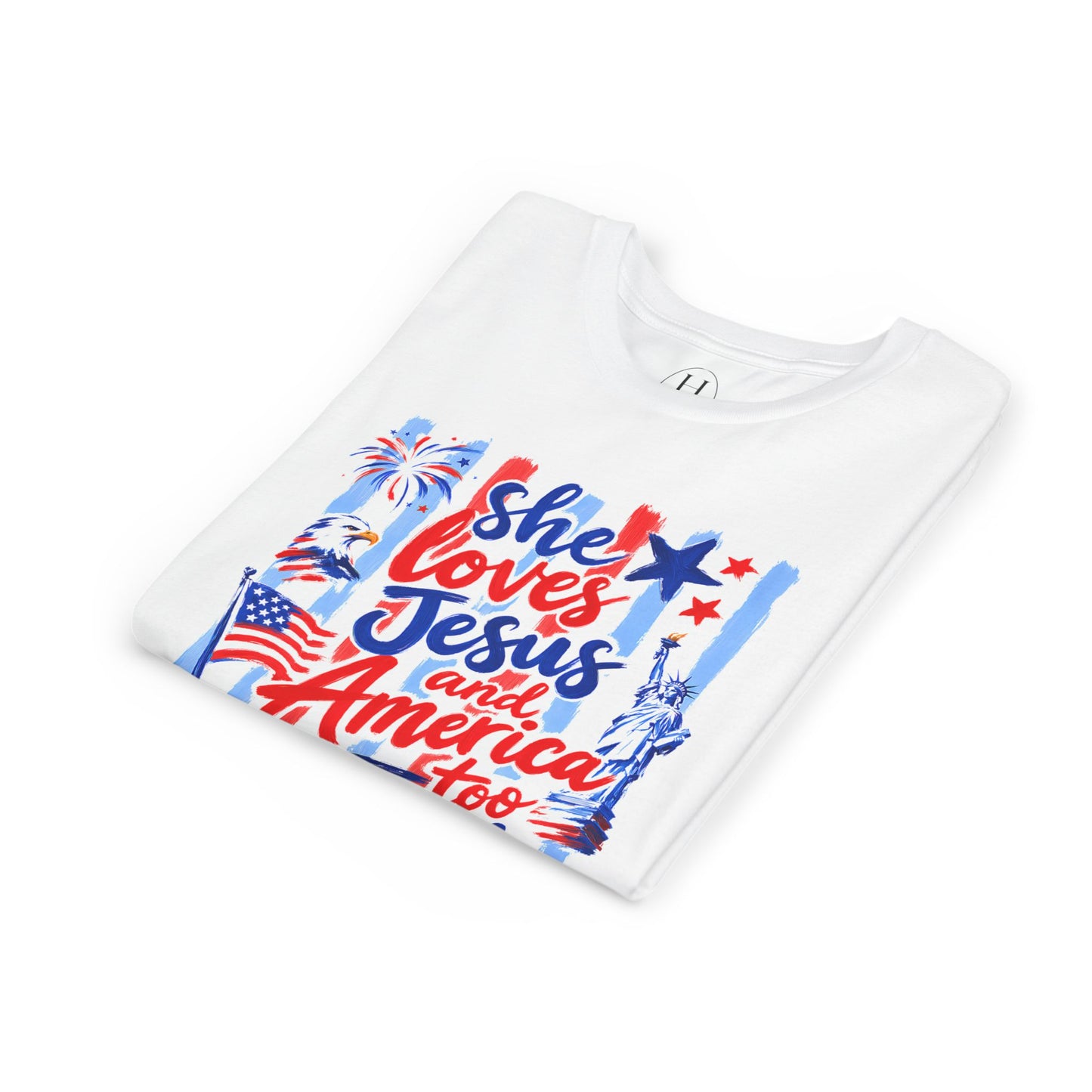 "She Loves Jesus and America Too"  Kids Graphic T‑Shirt