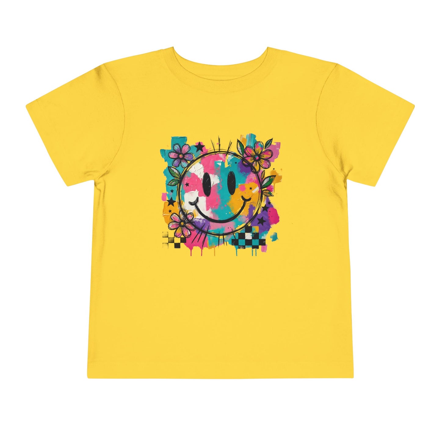 Toddler Tee — Colorful Graffiti Smile Flower Graphic