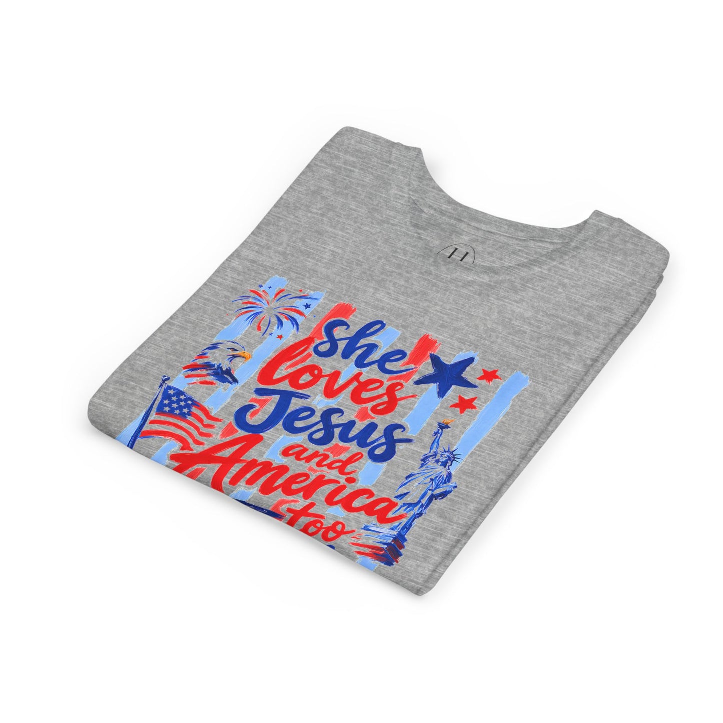 "She Loves Jesus and America Too"  Kids Graphic T‑Shirt
